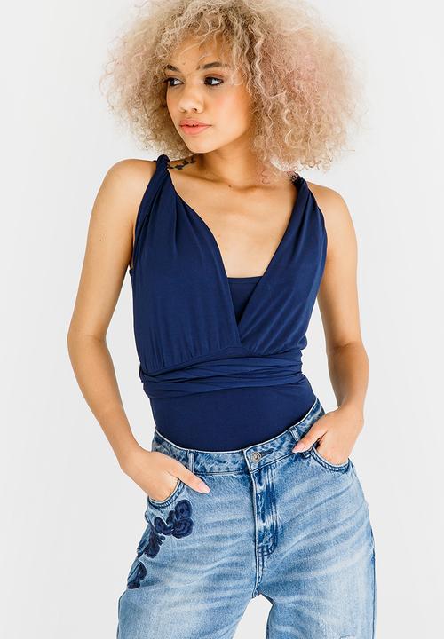 STYLE REPUBLIC - Multi Wrap Bodysuit Navy