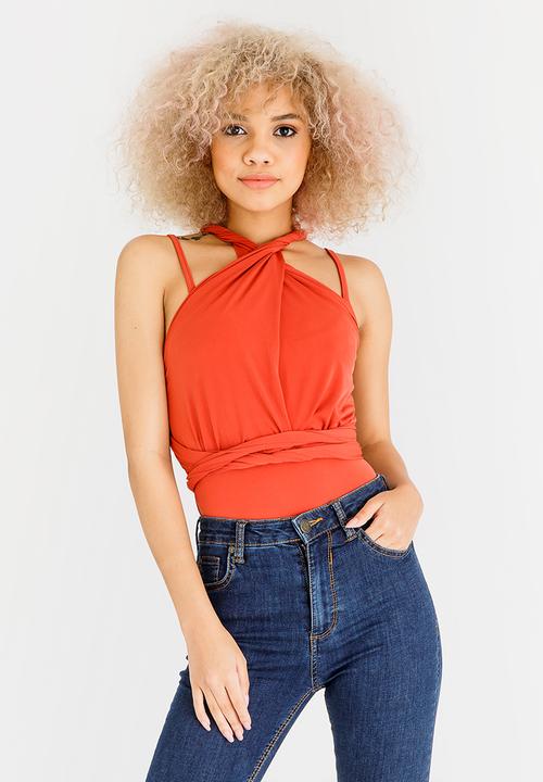 STYLE REPUBLIC - Multi Wrap Bodysuit Orange