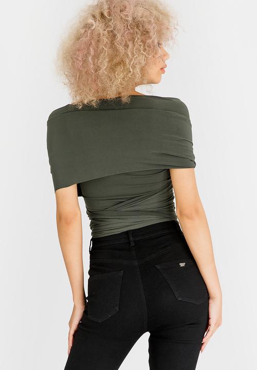 STYLE REPUBLIC - Multi Wrap Bodysuit Dark Green