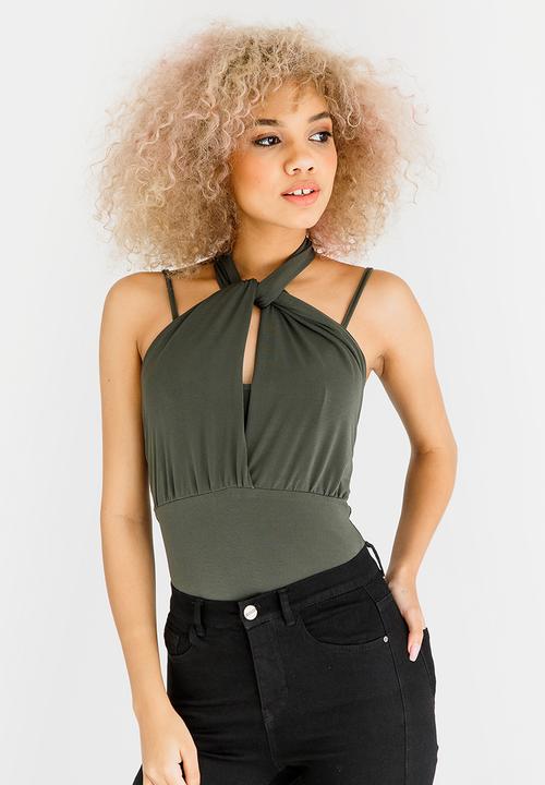 STYLE REPUBLIC - Multi Wrap Bodysuit Dark Green