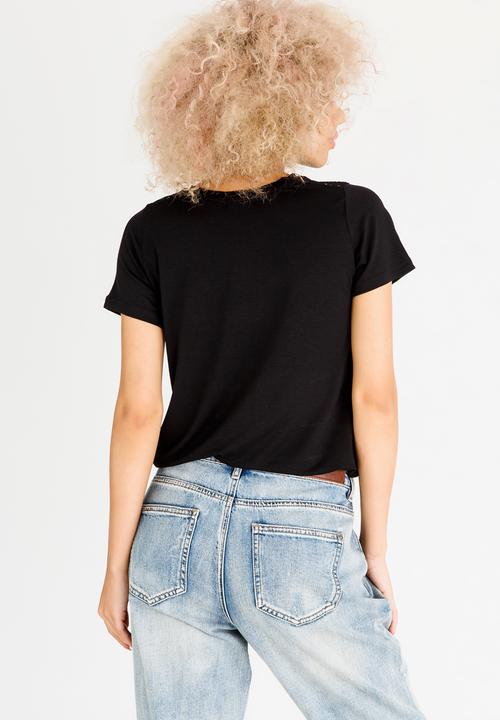 c(inch) - Mesh Inset T-shirt Black