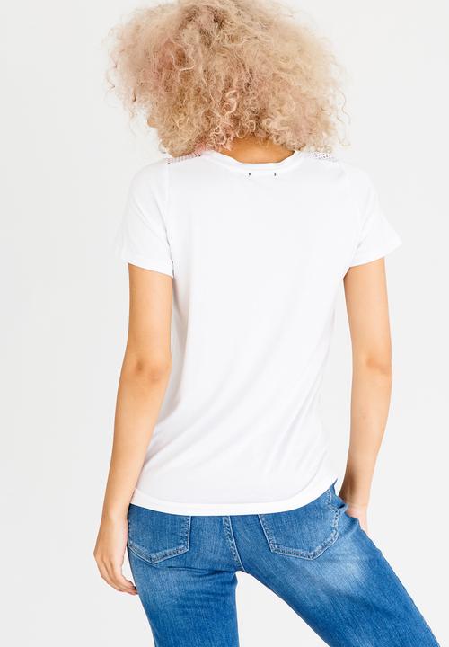 c(inch) - Mesh Inset T-shirt White