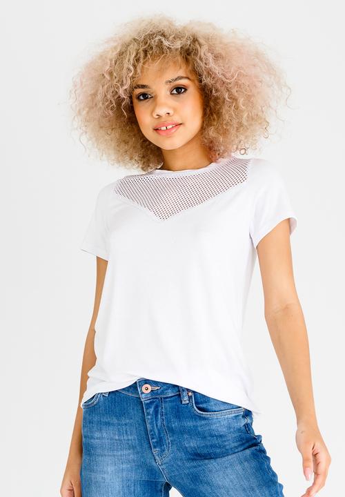 c(inch) - Mesh Inset T-shirt White