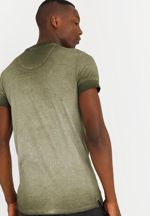 S.P.C.C - Dirty Dyed Henley Tee Khaki Green
