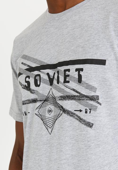 SOVIET - Leeds Crew Neck Logo Tee Grey Melange