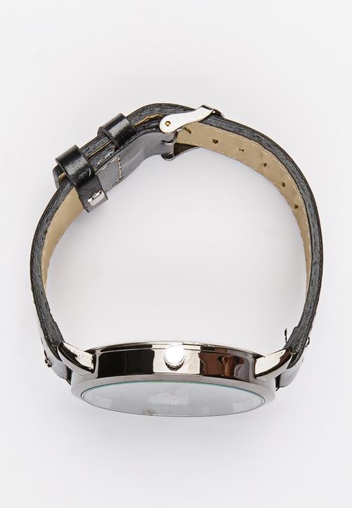 Bad Boy - Bad Boy Leatherette Watch & Braclet Set Black