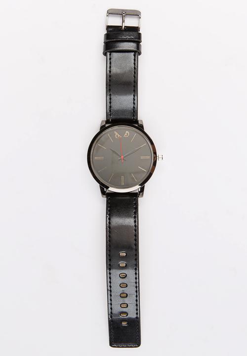 Bad Boy - Bad Boy Leatherette Watch & Braclet Set Black