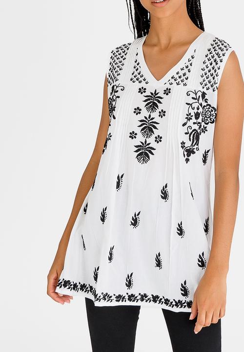 G Couture - Cotton Sleeveless Top Black and White