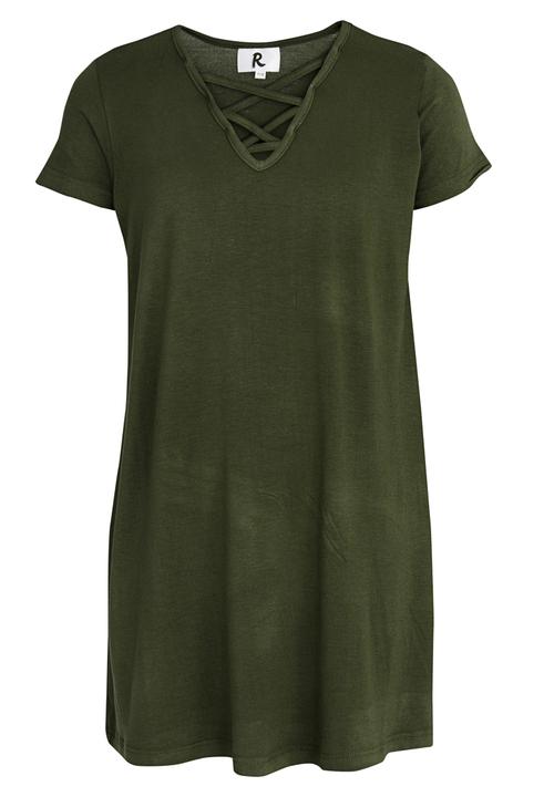 Rebel Republic - Criss Cross Front A-line Dress Mid Green
