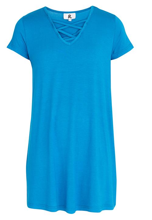 Rebel Republic - Criss Cross Front A-line Dress Mid Blue