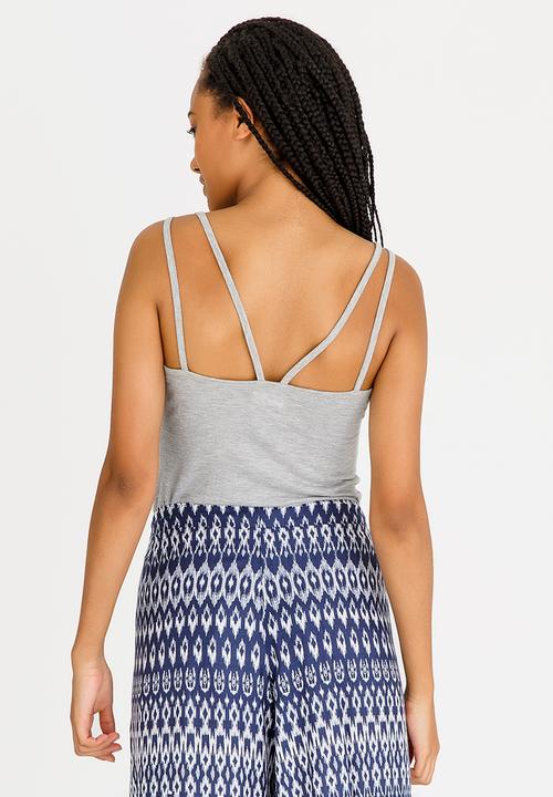 Lizzy - Halcyon Ladies Styled Strappy Vest Grey