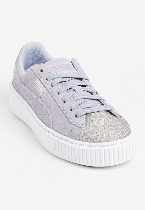 PUMA - Suede Platform Glam Silver