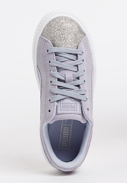 PUMA - Suede Platform Glam Silver