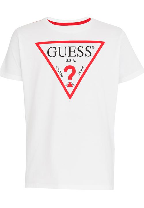 white guess tee