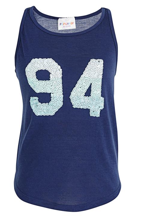 Pop Candy - Numbers Sequin Vest Navy
