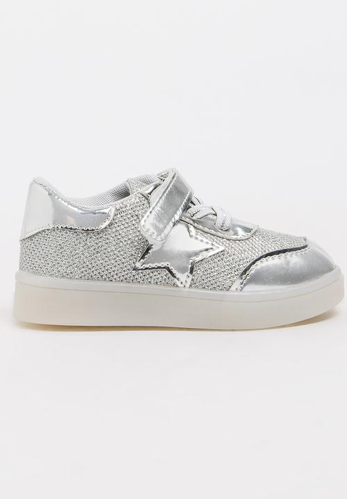Pop Candy - Girls Light Up Sneaker Silver