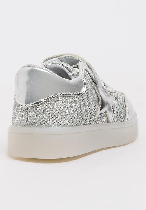 Pop Candy - Girls Light Up Sneaker Silver