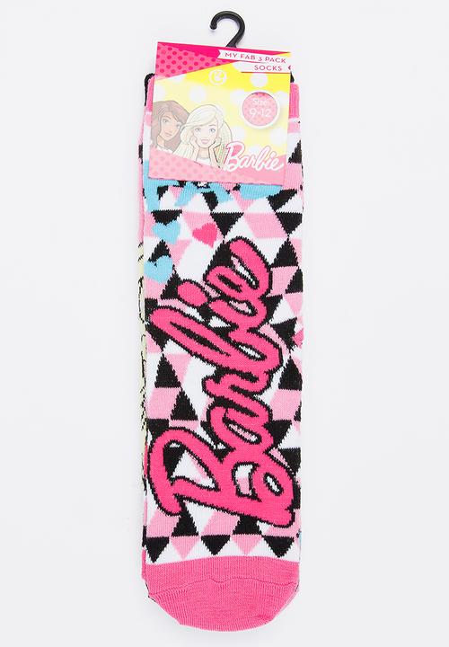 Character Fashion - Barbie 3 Pack Anklet Sock Dark Pink