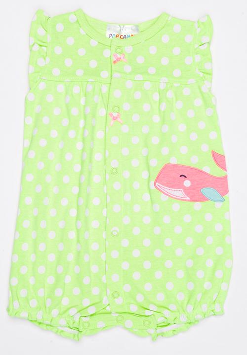 Pop Candy - Romper With Embroidery detail Lime