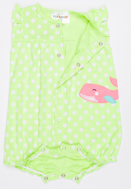 Pop Candy - Romper With Embroidery detail Lime