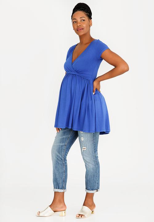 edit Maternity - V-neck Twist Detail Top Dark Blue