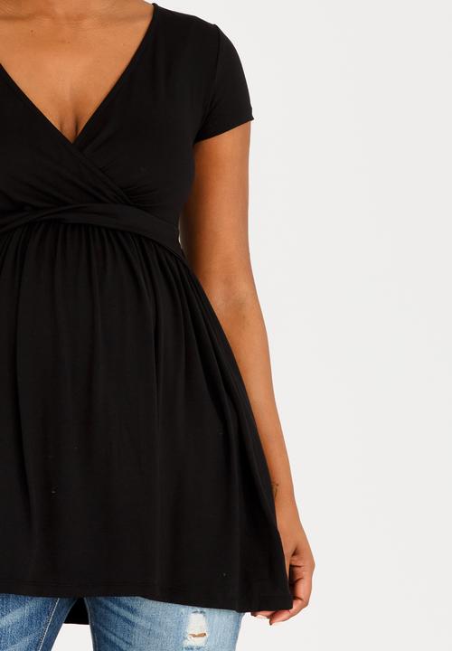 edit Maternity - V-neck Twist Detail Top Black