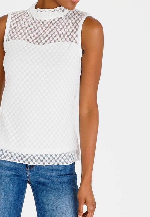 edit - Dotty Mesh Top White