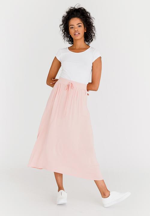 edit - Stretch Maxi Skirt with Front Pockets Pale Pink