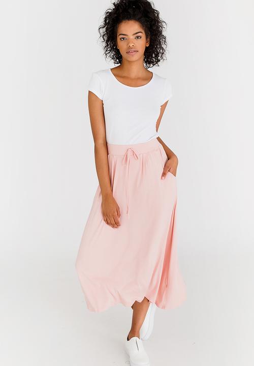 edit - Stretch Maxi Skirt with Front Pockets Pale Pink