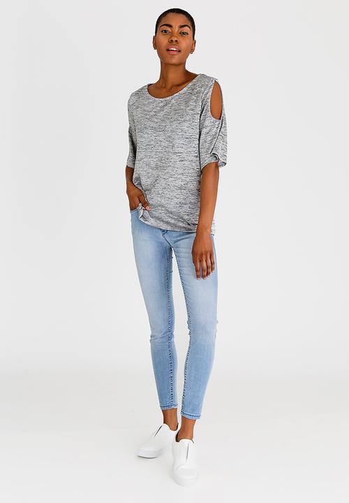 edit - Cold Shoulder Top Grey