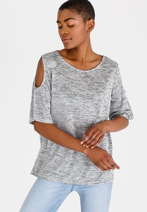 edit - Cold Shoulder Top Grey