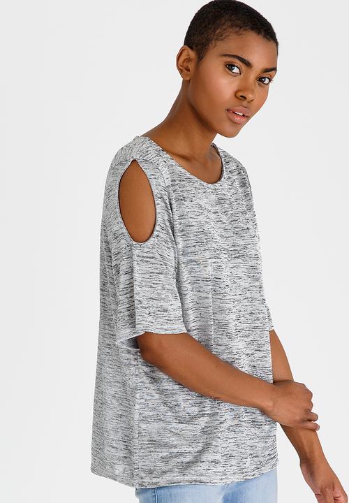 edit - Cold Shoulder Top Grey