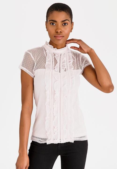 edit - Mesh Top with Frills Pale Pink