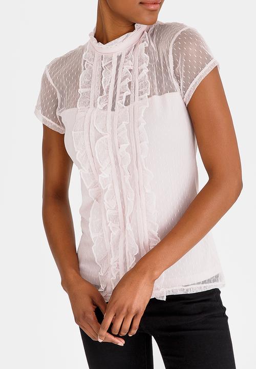 edit - Mesh Top with Frills Pale Pink