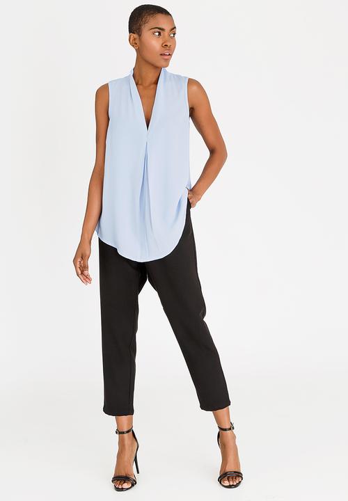 edit - V-Neckline Shell Top Mid Blue