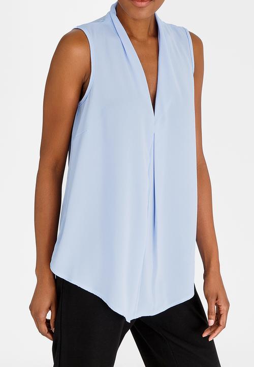 edit - V-Neckline Shell Top Mid Blue