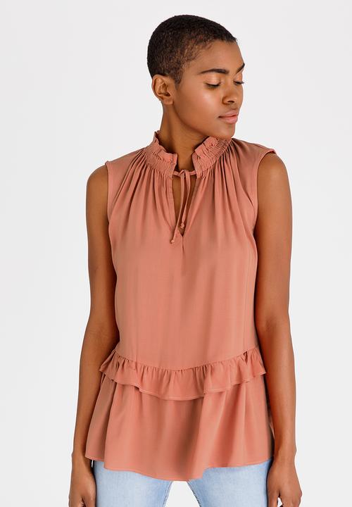 edit - Frilly Blouse with Ties Rust