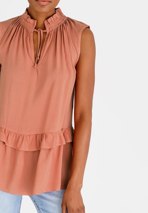 edit - Frilly Blouse with Ties Rust