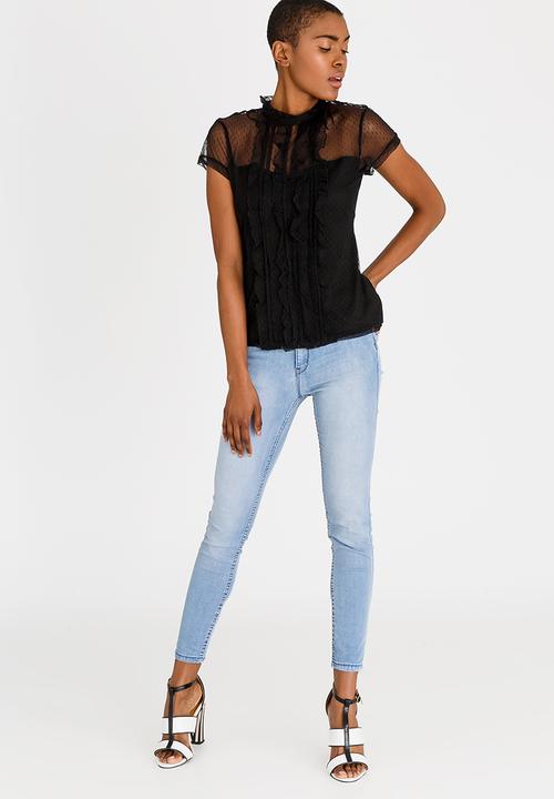 edit - Mesh Top with Frills Black