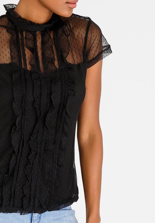 edit - Mesh Top with Frills Black