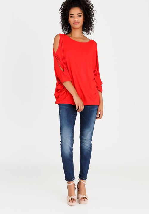 edit - Batwing Top with Back Ties Red