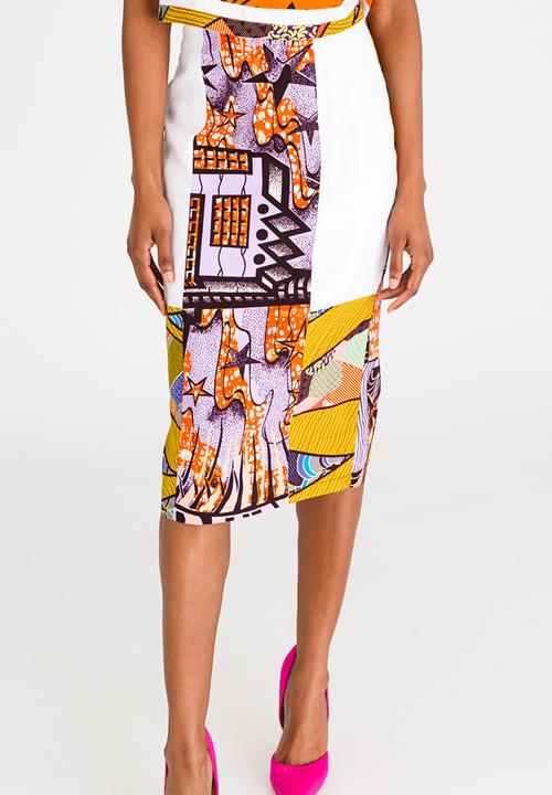 DAVID by David Tlale - Patchwork Pencil Skirt Multi-colour