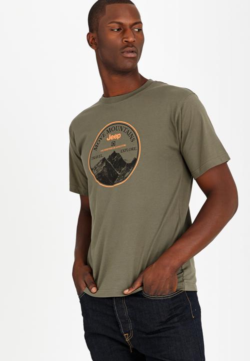 JEEP - Printed Crew Neck T-Shirt Khaki Green