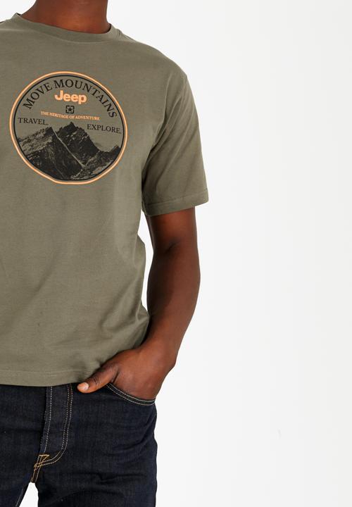 JEEP - Printed Crew Neck T-Shirt Khaki Green