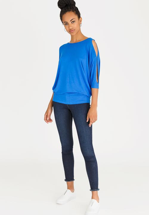 edit - Batwing Top with Back Ties Blue