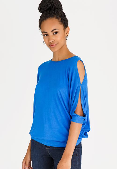 edit - Batwing Top with Back Ties Blue