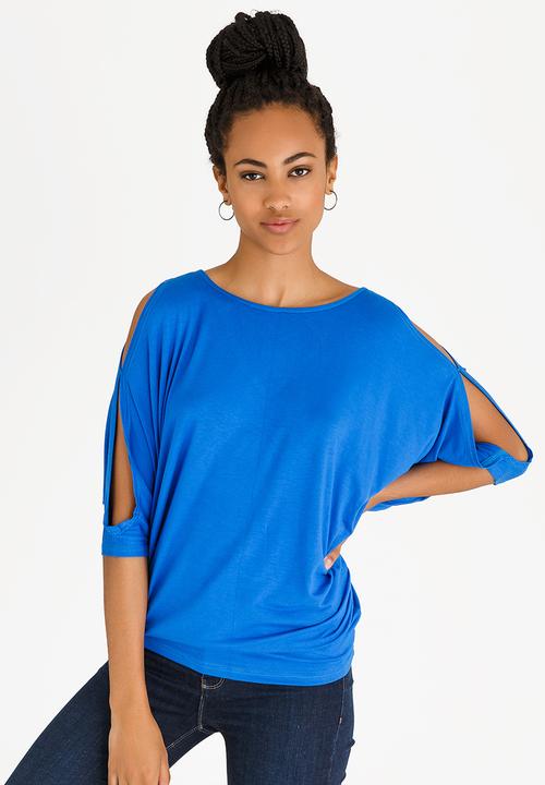 edit - Batwing Top with Back Ties Blue