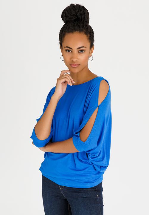edit - Batwing Top with Back Ties Blue