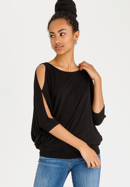 edit - Batwing Top with Back Ties Black