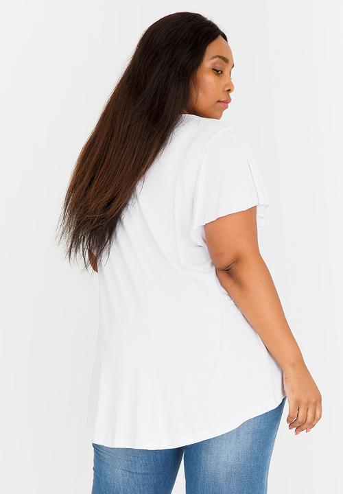 edit Plus - Flutter Sleeve Top White